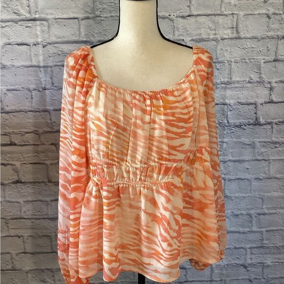 DR2 Tops - DR2 - Women's Orange Zebra Print Top - XXL